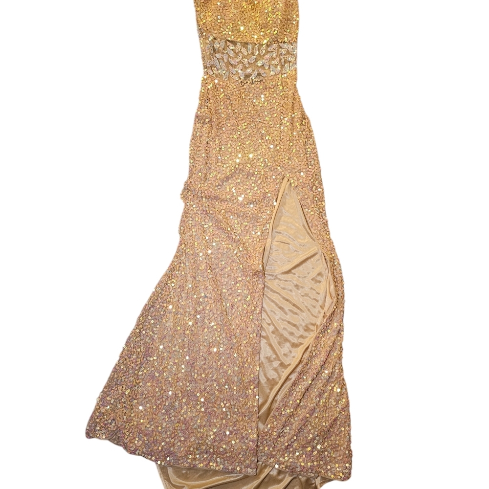 Precious Formals Size 2 / Small Prom Dress Yellow/gold sequins Maxi